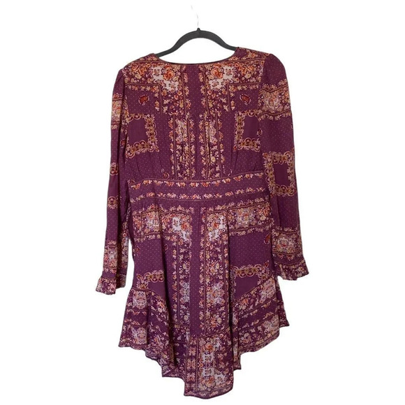 FREE PEOPLE Bridget Dress Size Small Floral Boho Berry - Picture 2 of 6